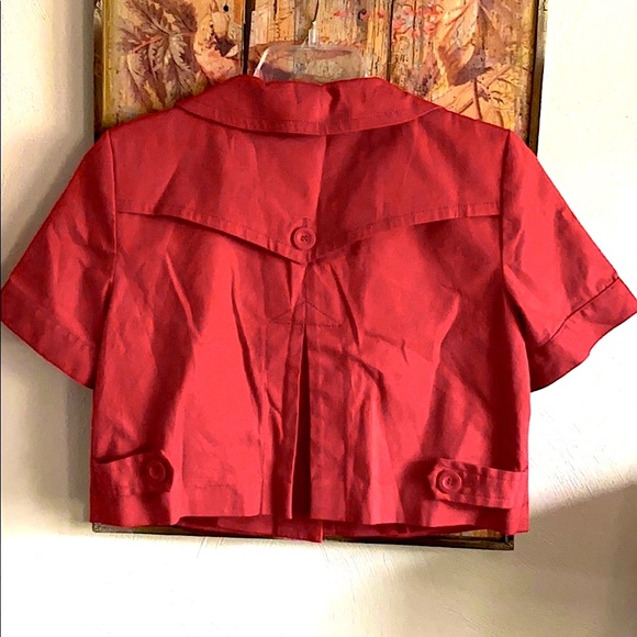 ANN TAYLOR LOFT BRIGHT RED SS CROP BLAZER JACKET 8 - Picture 4 of 13